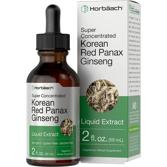 Korean Red Ginseng Liquid Extract | 2 oz for Men and Women | Vegetarian Tincture | by Horbaach