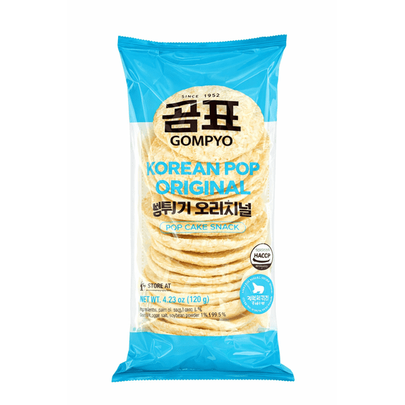 Korean Rice Cake, Light & Crispy Rice Pop, Original Flavor, 4.23 oz, Crunchy Asian Snack