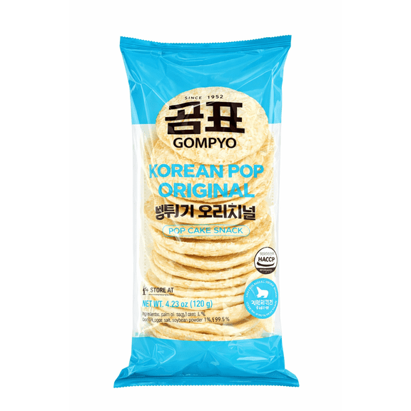 Korean Rice Cake, Light & Crispy Rice Pop, Original Flavor, 4.23 oz, Crunchy Asian Snack