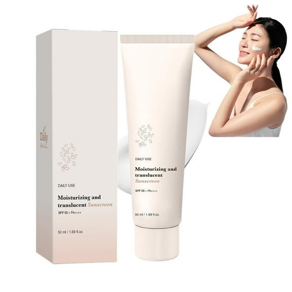 Korean Rice Sun Organic Cream, Organic Korean Probiotic Skincare, Lightweight Daily Face Moisturizer with UV Defense for All Skin Types, No White Cast & Reef Safe