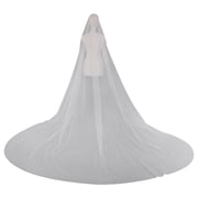 Korean Romantic 3m Trailing Cathedral Wedding Veil One-Layer Mesh Tulle Face Cover Imitation Pearl Beading Jewelry Bridal Hair Accessories