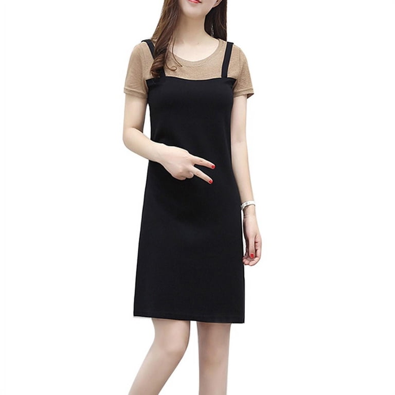 Korean Round Neck Slim Dress - Walmart.com