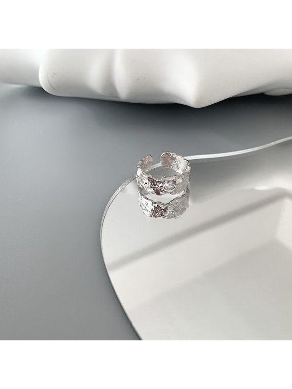 Korean S925 Silver Creative Lava Geometric Irregular Ring