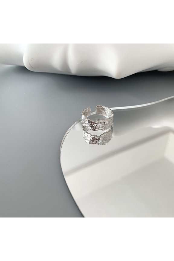 Korean S925 Silver Creative Lava Geometric Irregular Ring