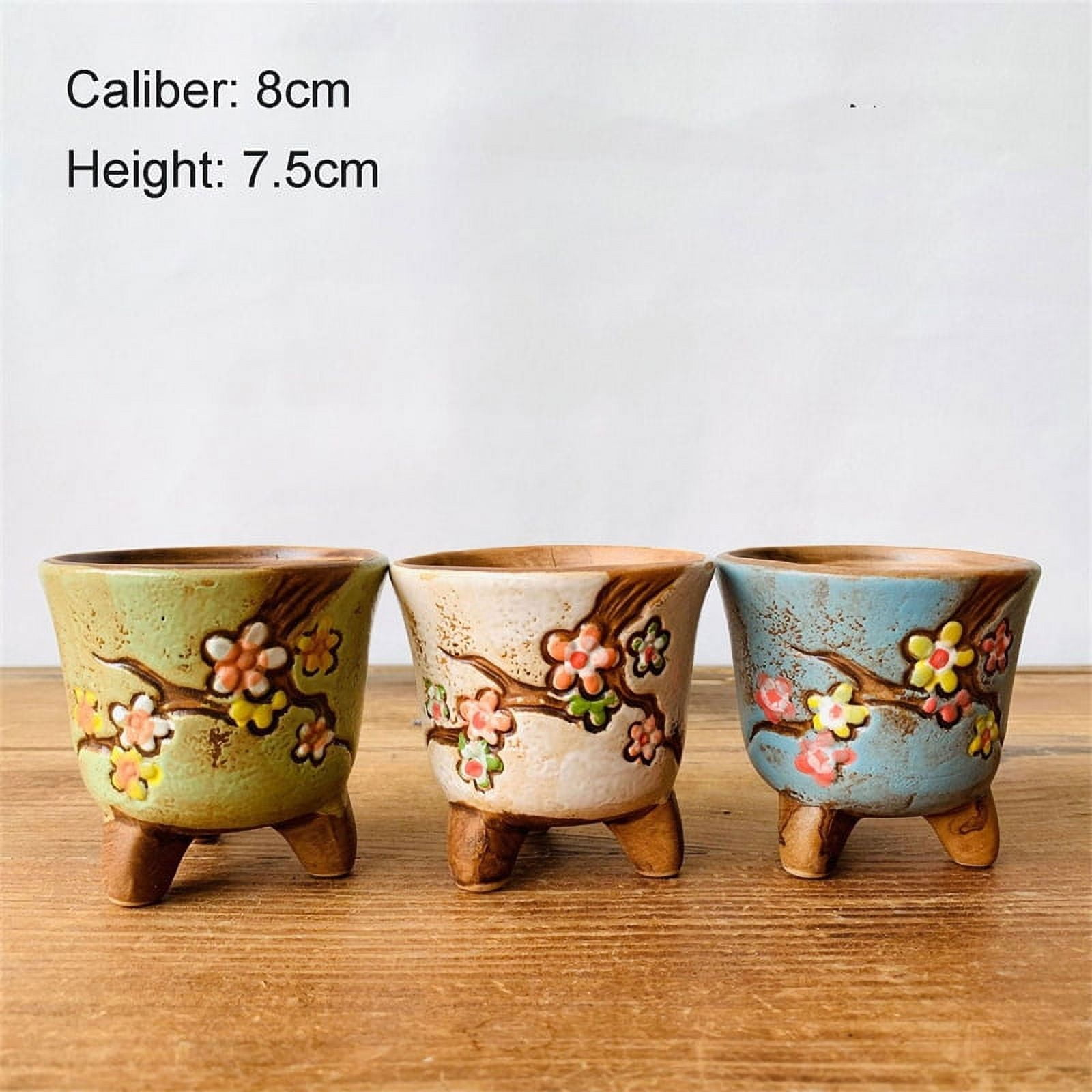 Korean Simple Fleshy Flower Pot Ceramic Hand-painted Fresh Thumb Pot Coarse Pottery Permeable Pot Peach Egg Flesh Flower