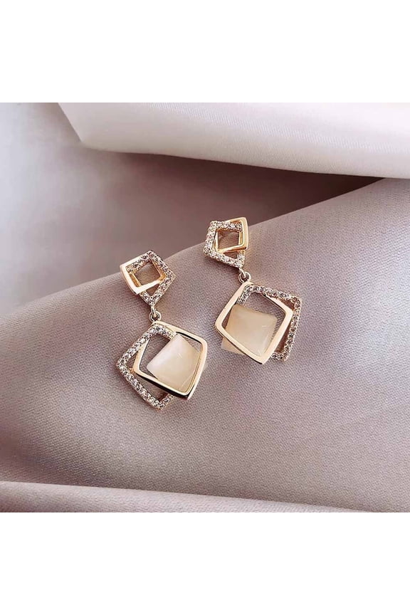 Korean Simple Gold Unique Earrings High End Round Face Suitable