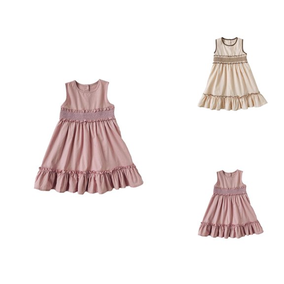 Korean Sleeveless Tank Dress for Girls – Solid Color Sweet Baby Dress, Relaxed Home-to-Park Wear, Lightweight Alternative to Pink Dress for Girls in Summer