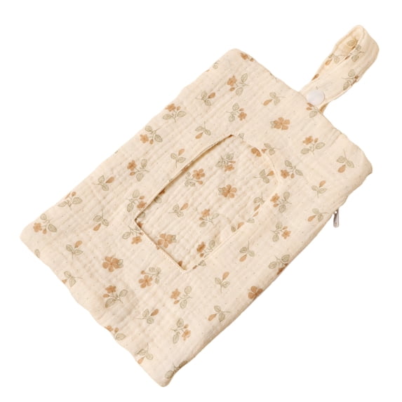 Korean Small Floral Cotton Tissue Pouch, Hanging Zipper Napkin Holder for Wall