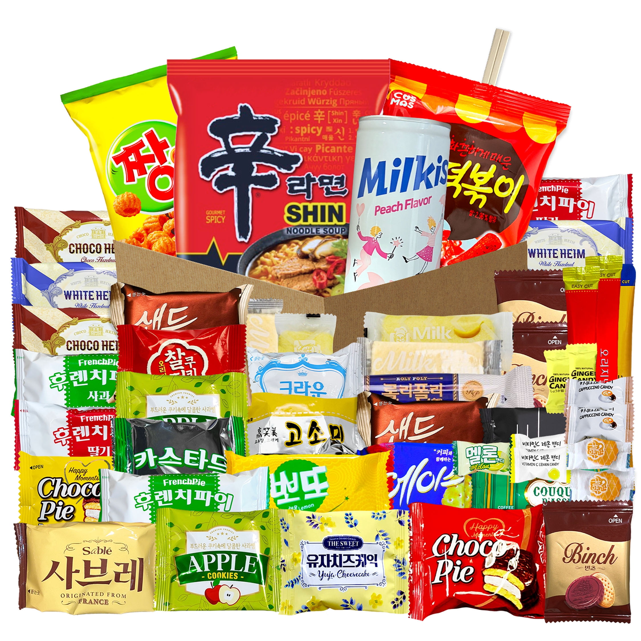 Korean Snack Box, 48 Count, Individually Wrapped Coffee, Chips