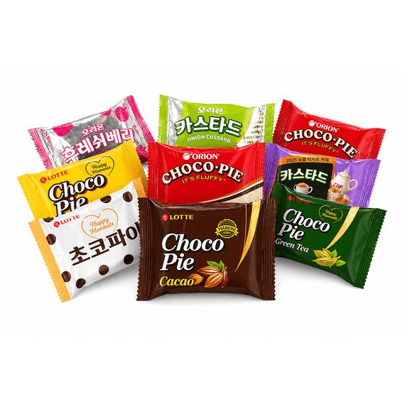 Korean Snack Variety Pack, Chocolate Pie & Custard Cake Mix, 18 Count, Individually Wrapped, Assorted Flavors Snack Box