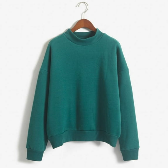 Korean Solid Color Sweatshirt For Women, Autumn Winter New Style Baseball Jacket, Student High Collar Loose Thick Hoodie