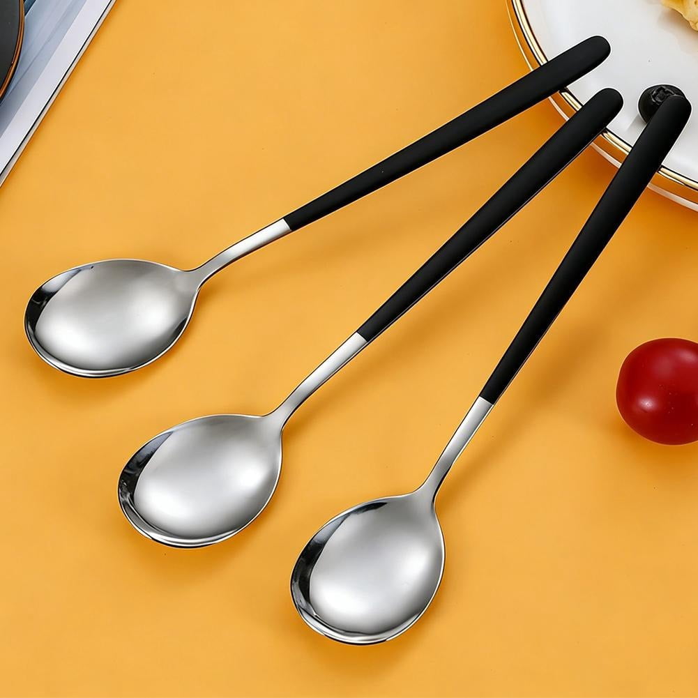 Korean Soup Spoons, 304 Stainless Steel Hollow Round Handle Spoons, 7.9 ...