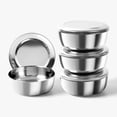 thumbnail image 1 of Korean Stainless Steel Rice Serving Bowls with Covers, Set of 4, Keep Your Food Hot & Cold, Long-Lasting Durability, Traditional Kitchenware for Home & Restaurants, Made in Korea, 1 of 8