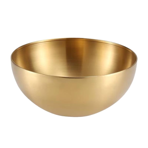 Korean Stainless Steel Serving Bowl Multipurpose Dish for Cold Meals Round Sanded Gold Finish