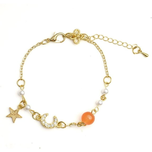 Korean Style Star Moon Pendant Bracelet Stackable Dainty Celestial for Women