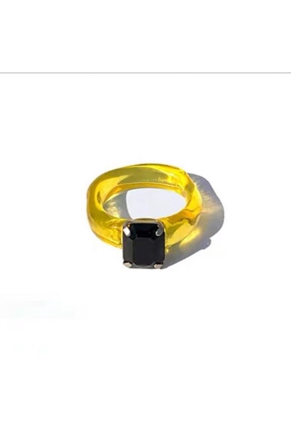 Korean Style Acrylic Ring with Rhinestone Inlay: Irregular Geometry, Sweet Temperament Ring for Women, Perfect Gift for Birthdays and Holidays
