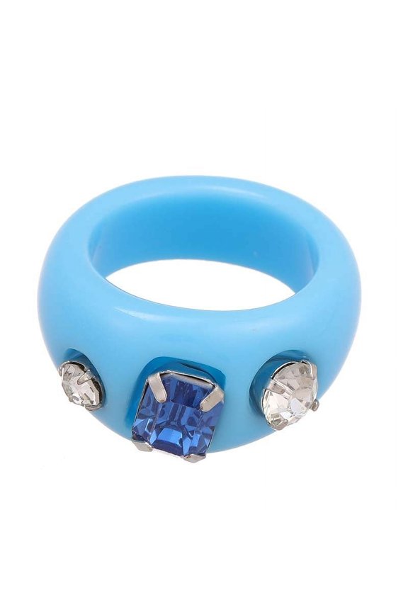 Korean Style Acrylic Ring with Rhinestone Inlay: Irregular Geometry, Sweet Temperament Ring for Women, Perfect Gift for Birthdays and Holidays