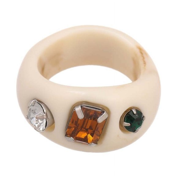Korean Style Acrylic Ring with Rhinestone Inlay: Irregular Geometry, Sweet Temperament Ring for Women, Perfect Gift for Birthdays and Holidays