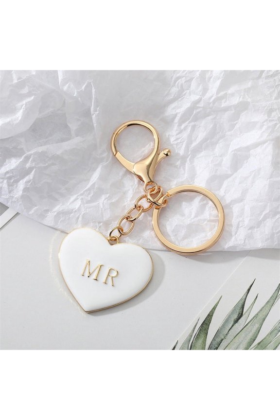 Korean Style Alloy Peach Heart Keychain, Simple Personality Black and White Key Tool
