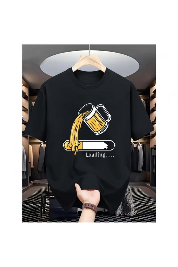 Korean Style American Street Fashion Men's Short Sleeve Shirt Printed T-Shirt B