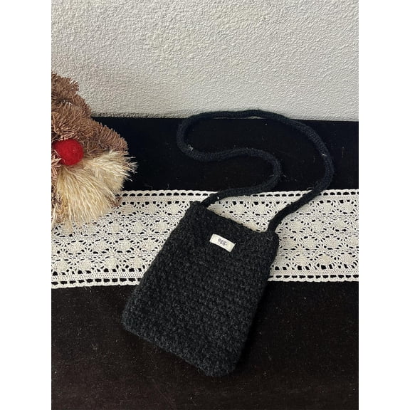 Korean Style Autumn Winter New Egg Hand-Woven Bag Casual Cute Yarn Phone Bag Niche Versatile Crossbody Bag