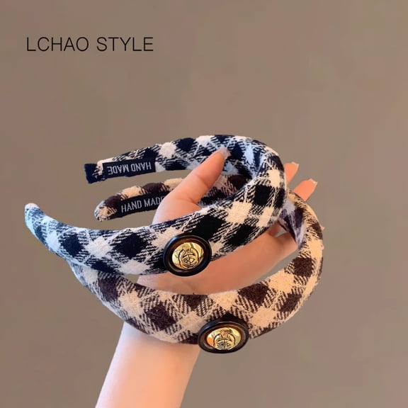 ‌Korean Style Autumn Winter Retro Plush Fabric Sponge Hairband High Crown Headband Internet Celebrity Hair Accessory for Women