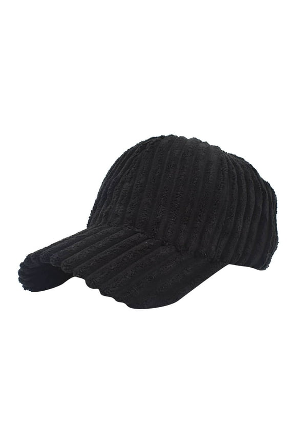 Korean Style Corduroy Baseball Cap for Women, Striped Vintage Washed Adjustable Hat with Street Fashion Design, Autumn Winter Casual Outdoor Beanie for Daily Wear