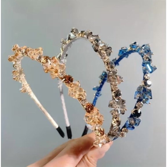 Korean Style Crystal Rhinestone Hair Ring for Women Elegant Lightweight Hair Accessory Compatible with Wedding Party Daily Use