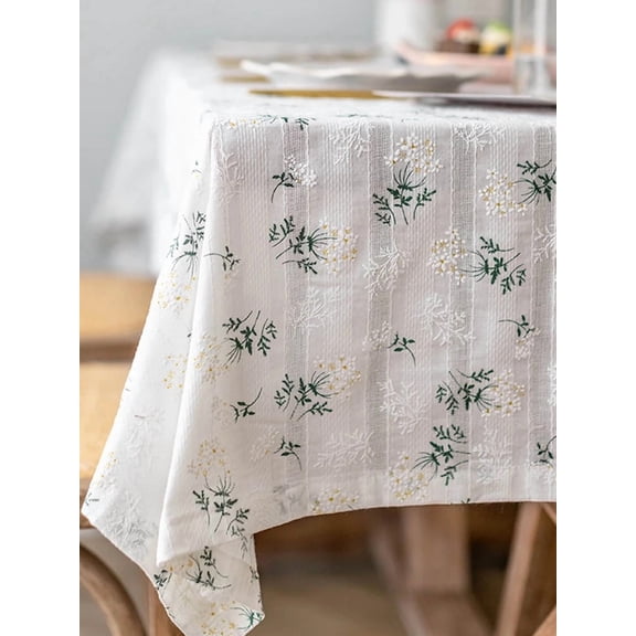 Korean Style Daisy Tassels Cotton Floral Tablecloth,Tea Table Decoration,Rectangle Table Cover For Kitchen Wedding Dining Room