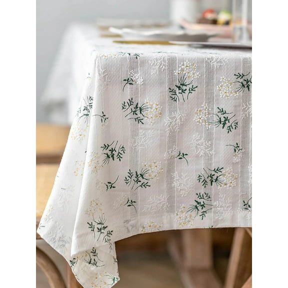 Korean Style Daisy Tassels Cotton Floral Tablecloth,Tea Table Decoration,Rectangle Table Cover For Kitchen Wedding Dining Room