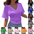 thumbnail image 1 of Korean Style Design Short Sleeve T Shirt Casual Loose Fit Pure Basic Top Summer Arrival Women's Tee Shirts for Women Casual, 1 of 4