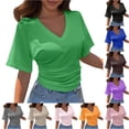 thumbnail image 1 of Korean Style Design Short Sleeve T Shirt Casual Loose Fit Pure Basic Top Summer Arrival Women's Tee Shirts for Women Casual, 1 of 4