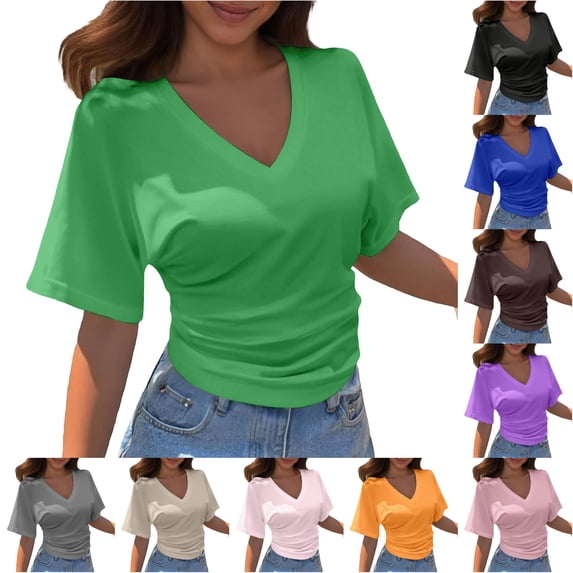 Korean Style Design Short Sleeve T Shirt Casual Loose Fit Pure Basic Top Summer Arrival Women's Tee Shirts for Women Casual