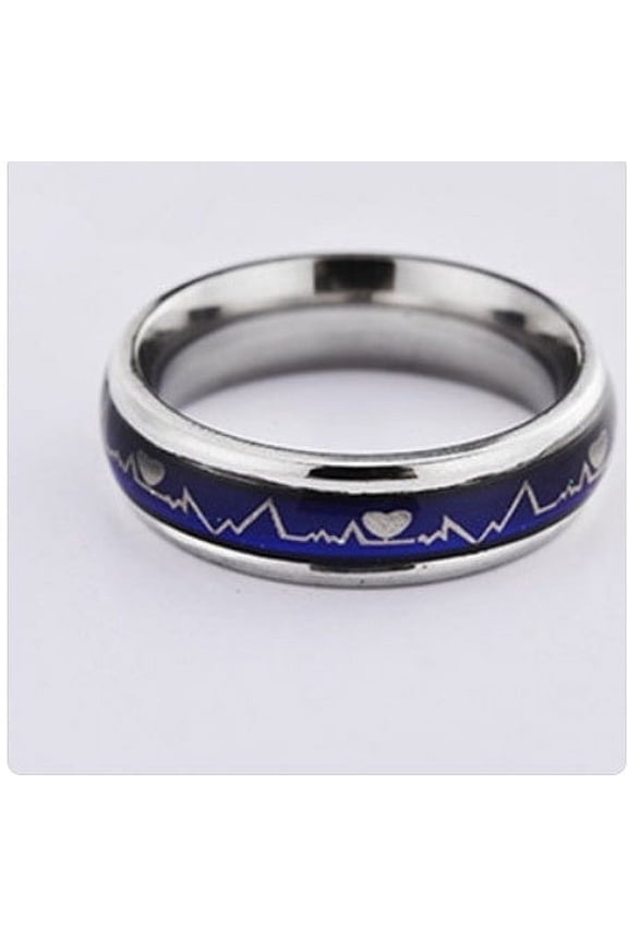 Korean Style ECG Couple Ring Stainless Steel Heartbeat Men And Women Couple Rings Titanium Steel Temperature Change Ring