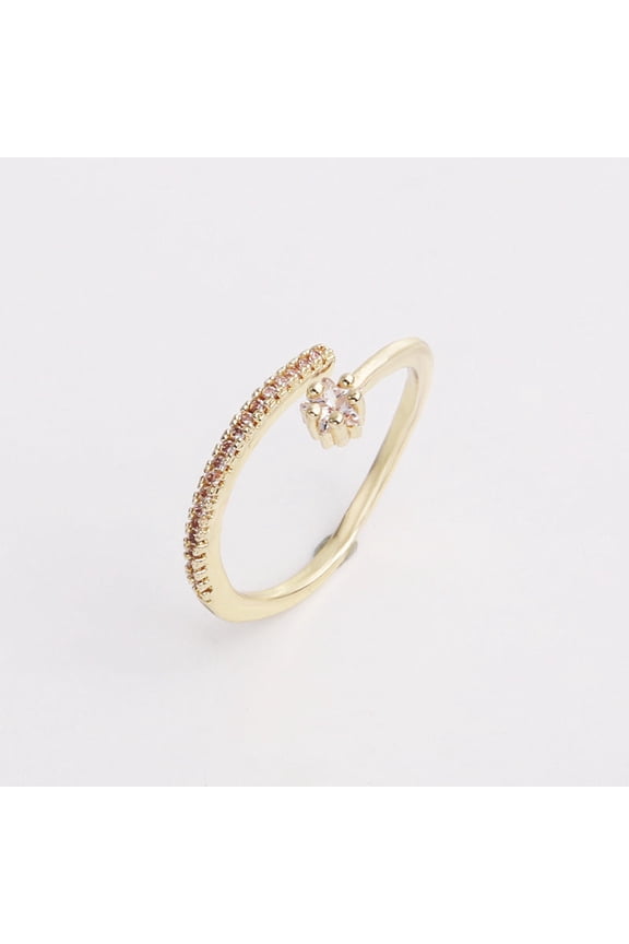 Korean Style Fashion Ring: Geometric Copper Ring with Gold-Plated Artificial Gemstones for Women