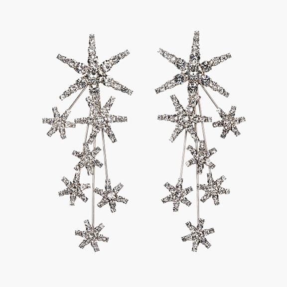 Korean-Style Fashion Star Earrings Minimalist Luxury Design Ultra-Sparkling Rhinestone Earrings High-End Ear Accessories