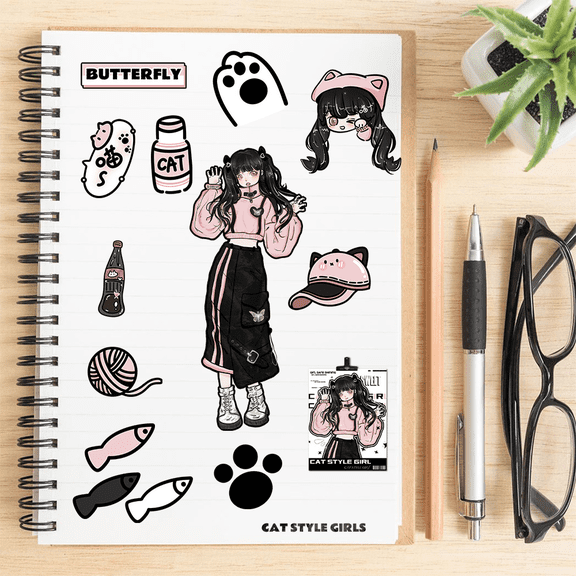 Korean Style Girls Stickers 8 Sheets Cute Aesthetic Decals for Journaling DIY Crafts Holiday Gift Wrapping and Teenage Girls Christmas Stocking Stuffers