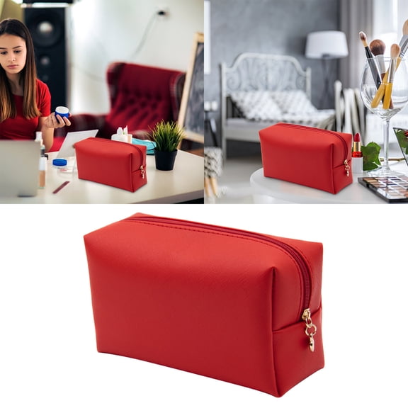 Korean Style Leather Explosion Cosmetic Bag Portable Square Travel Makeup Organizer Toiletry Storage Pouch