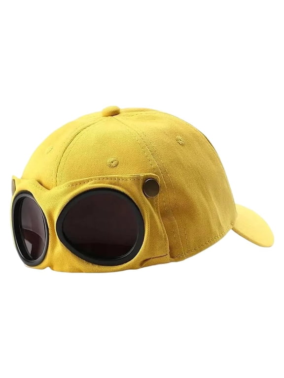 Korean-Style Pilot Baseball Cap, Personalized Glasses-Ready, Pilot Hat with Built-in Glasses, Curved Visor, Casual Style, Sunshade for Spring & Summer