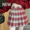 thumbnail image 1 of Korean Style Plaid Pleated Skirt Female Spring and Autumn High Waist Thin A-line Short Student Woolen 2022 NewSummer Skirts, 1 of 6