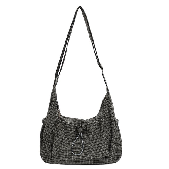 Korean Style Plaid Shoulder Bag Lightweight Checkered Cotton Quilted Crossbody Bag with Adjustable Strap for Casual Everyday Use(RL Green 1 PC)