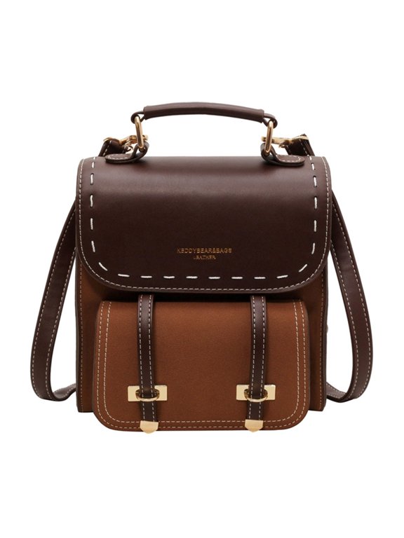 Korean Style Retro Backpacks For Women PU1eatherConstruction Ergonomic Comfortable Design