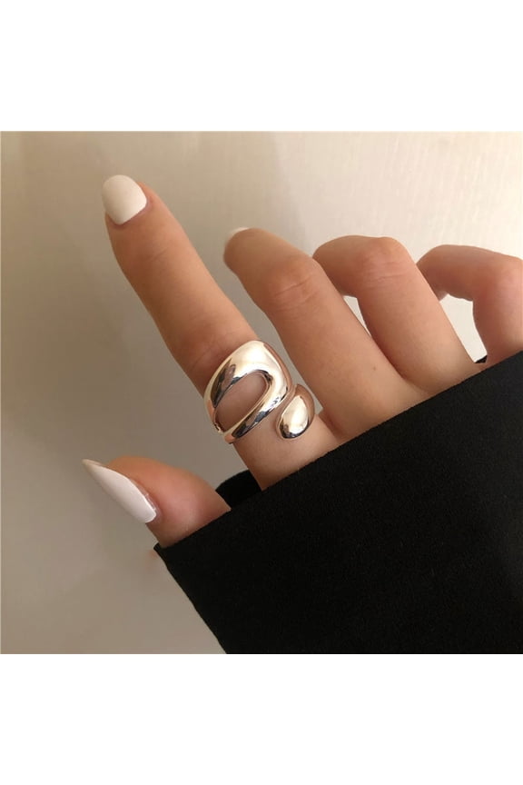 Korean Style Retro Exaggerated Geometric Ring, Thai Silver Plated, Womens Fashion Ring, Unique Geometric Design