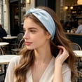 thumbnail image 1 of Korean Style Satin Headband for Everyday Home and Casual Wear — Soft Elastic Hair Band for Washing Face and Bathing, Light Blue, 1 of 3