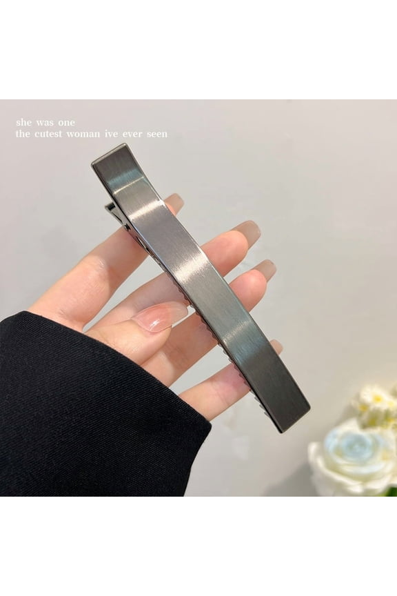Korean Style Simple Brushed One-word Hair Claw for Women, High-end Feel, 2025 New Duckbill Clip, Large Metal Hairpin, Hair Accessory