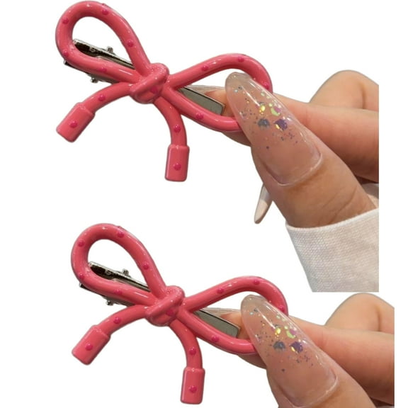Korean Style Simple Pink Bowknot Dot Bowknot Hair Clip For Women Fashion Accessories