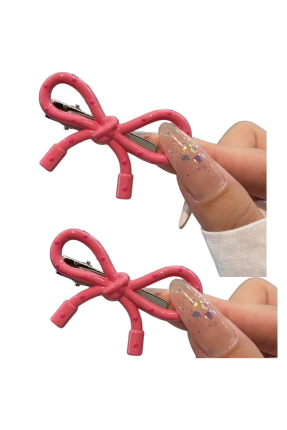 Korean Style Simple Pink Bowknot Dot Bowknot Hair Clip For Women Fashion Accessories