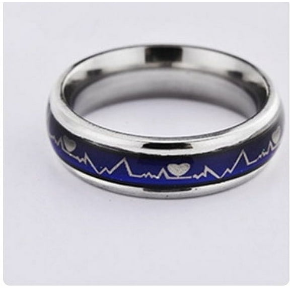 Korean Style Stainless Steel Heartbeat Couple Rings, Cartoon Heart Shape Rings for Men and Women, Travel Gift
