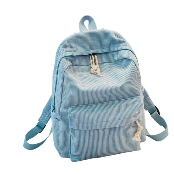 Korean Style Striped Velvet Backpack, Corduroy Shoulder Bag with Tassel Design, Lightweight Spacious College Bag for Daily Commute and Travel