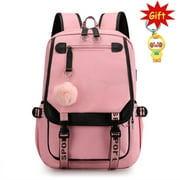 Korean Style Student School Backpack With Keychain